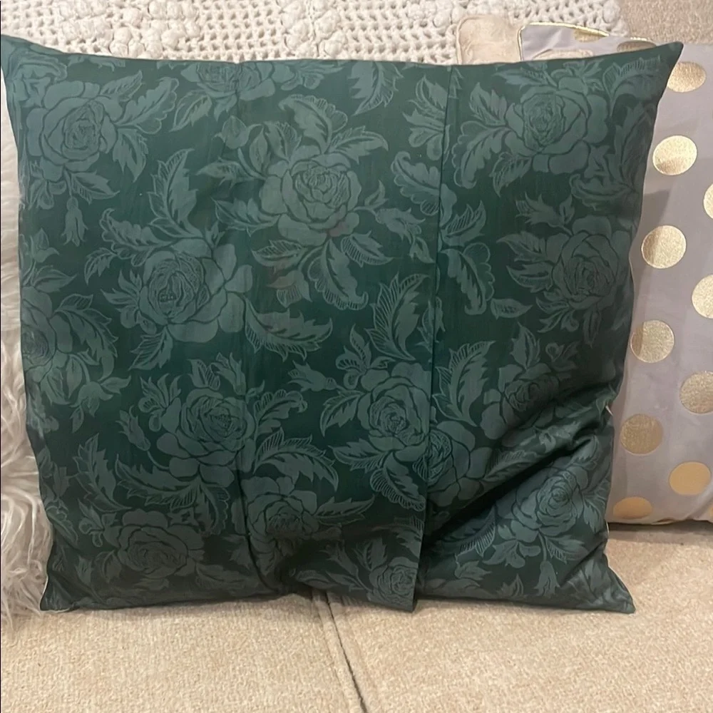 Floral Green and Red Decorative Pillow